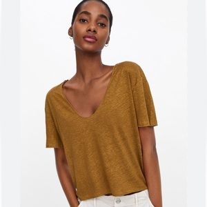 NEW Zara | Linen Tee in Copper/Brown - Size S - NWOT​​​​
